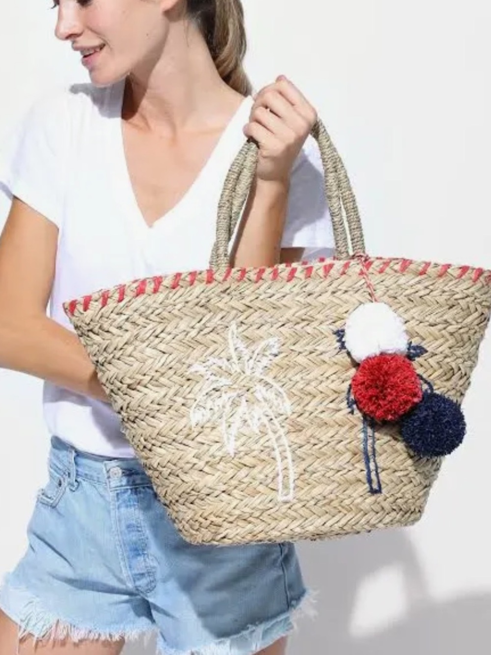 NWT Sundry Palm Trees Woven Straw Tote